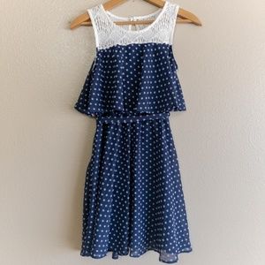 EUC Lilt Blue & white polka dot dress